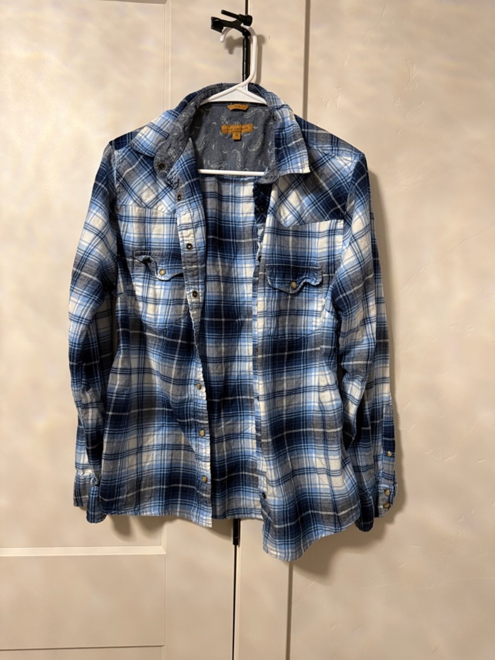 JACHS Girlfriend Blue and White Plaid Button-Down Shirt